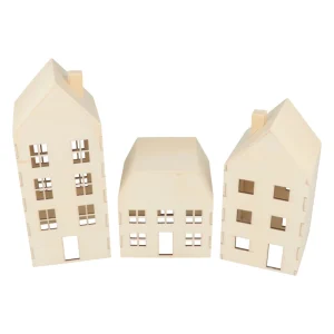 Zierobjekte | Holzhäuschen 3D - 3er Set